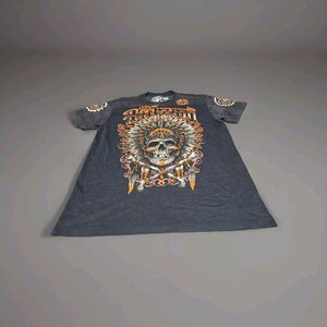 Y2K Affliction Shirt Indian Head Skull, Men's Sz 2XL, 127458